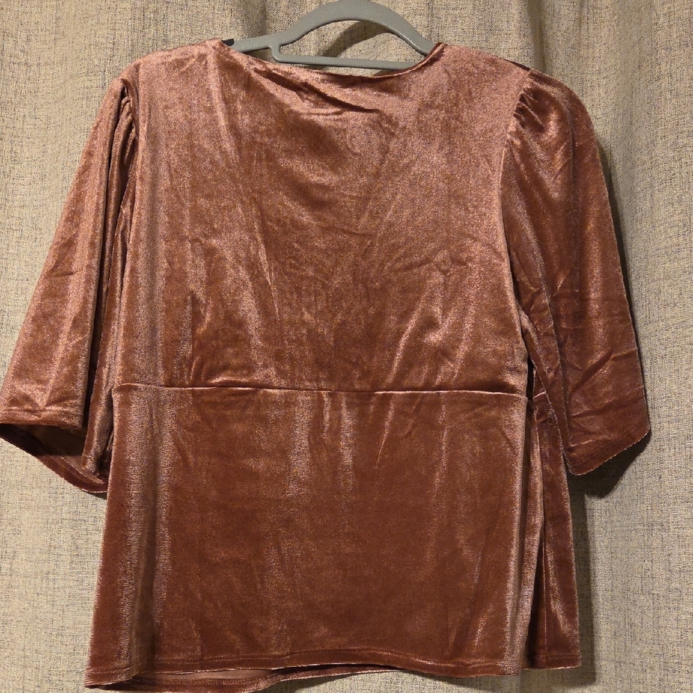 Knox Rose Velvet V-Neck Blouse - Brown - Picture 3 of 3